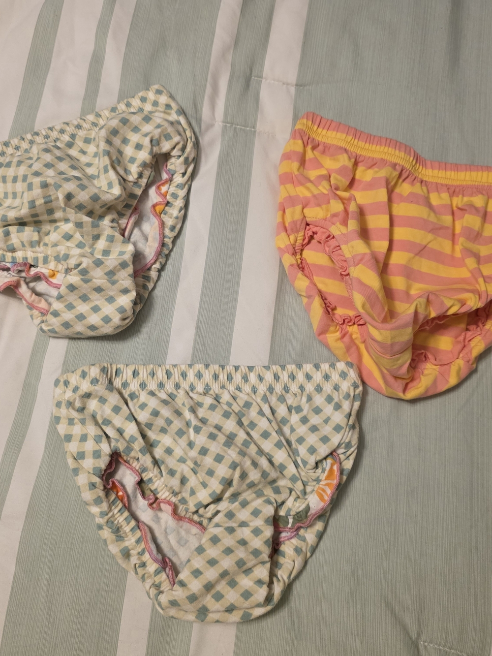 Matilda Jane Girls' Cotton Underwear Set - Yellow & Pink Stripe and Green Check